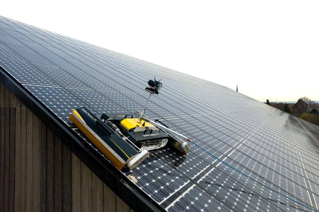 SolarCleano F1 traversing a rooftop array